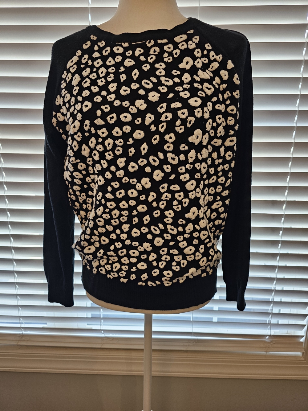 Forever 21 Black Sweater with White Leopard Print